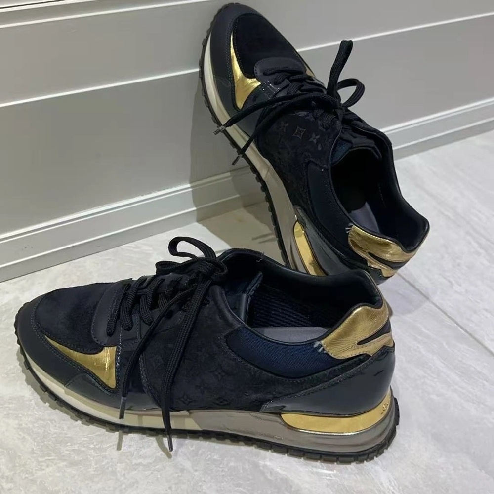 Women's Black and Gold Sneakers